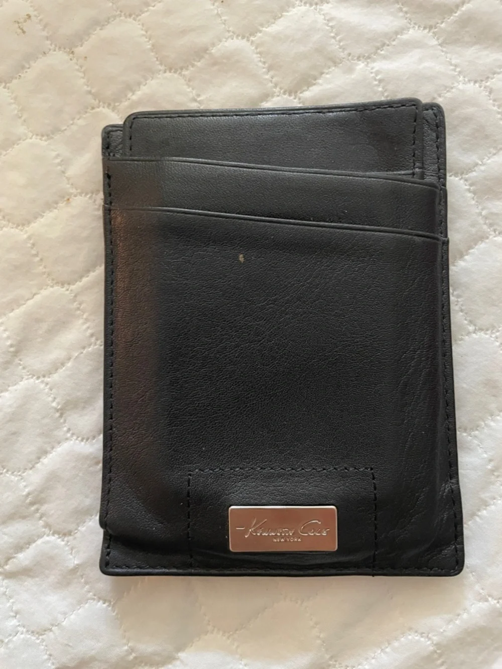 Kenneth Cole Black Leather Card Holder and Wallet Set